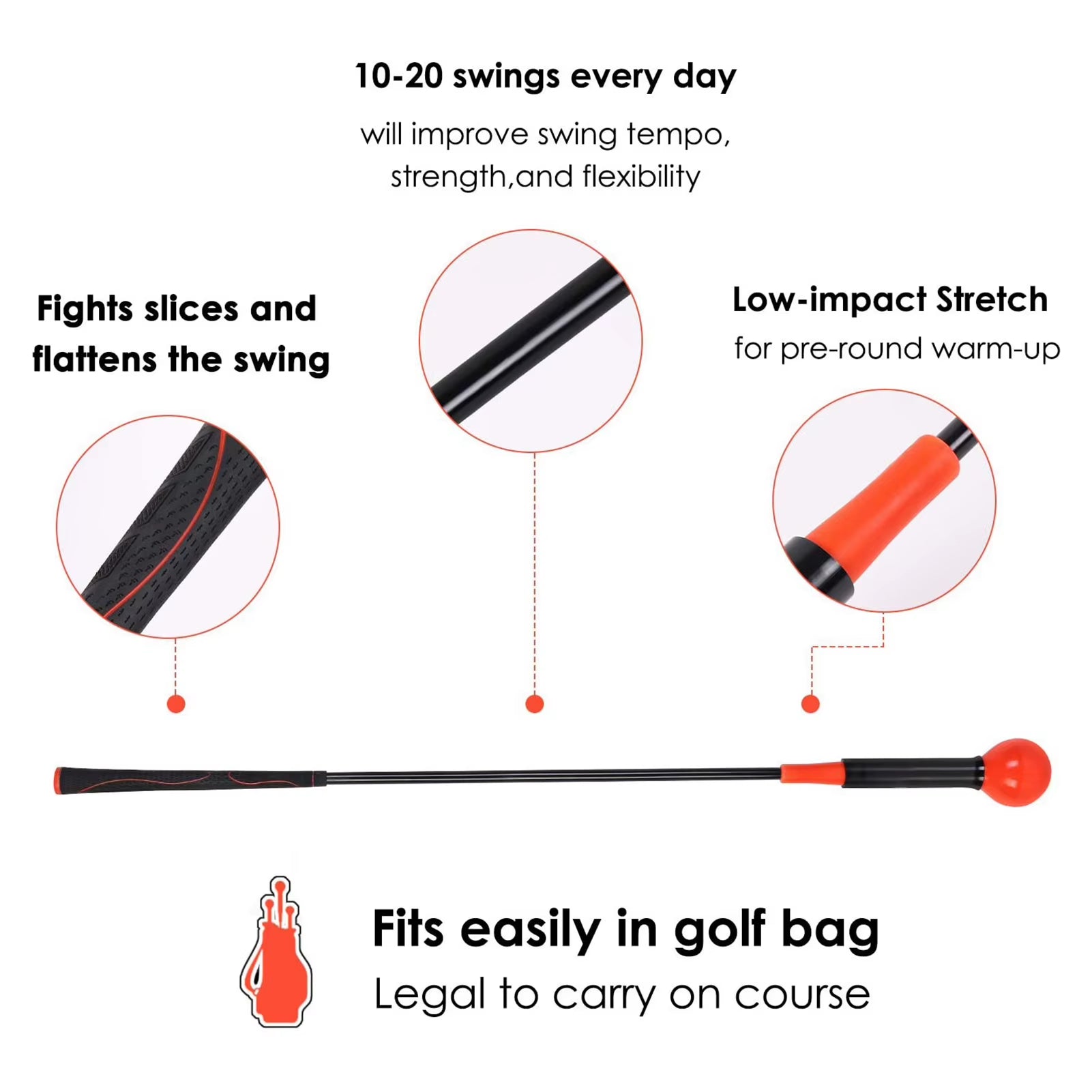 Golf Swing Training Aid Golf Swing Practice Rod Golf Warm-Up Stick Golf Accessories Golf Trainer Aids Supplies 40/48 Inches