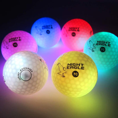 Light up LED Golf Balls (6 Ball Pack) - Professional Glowing Golf Balls with Internal LED Lights (Multi)