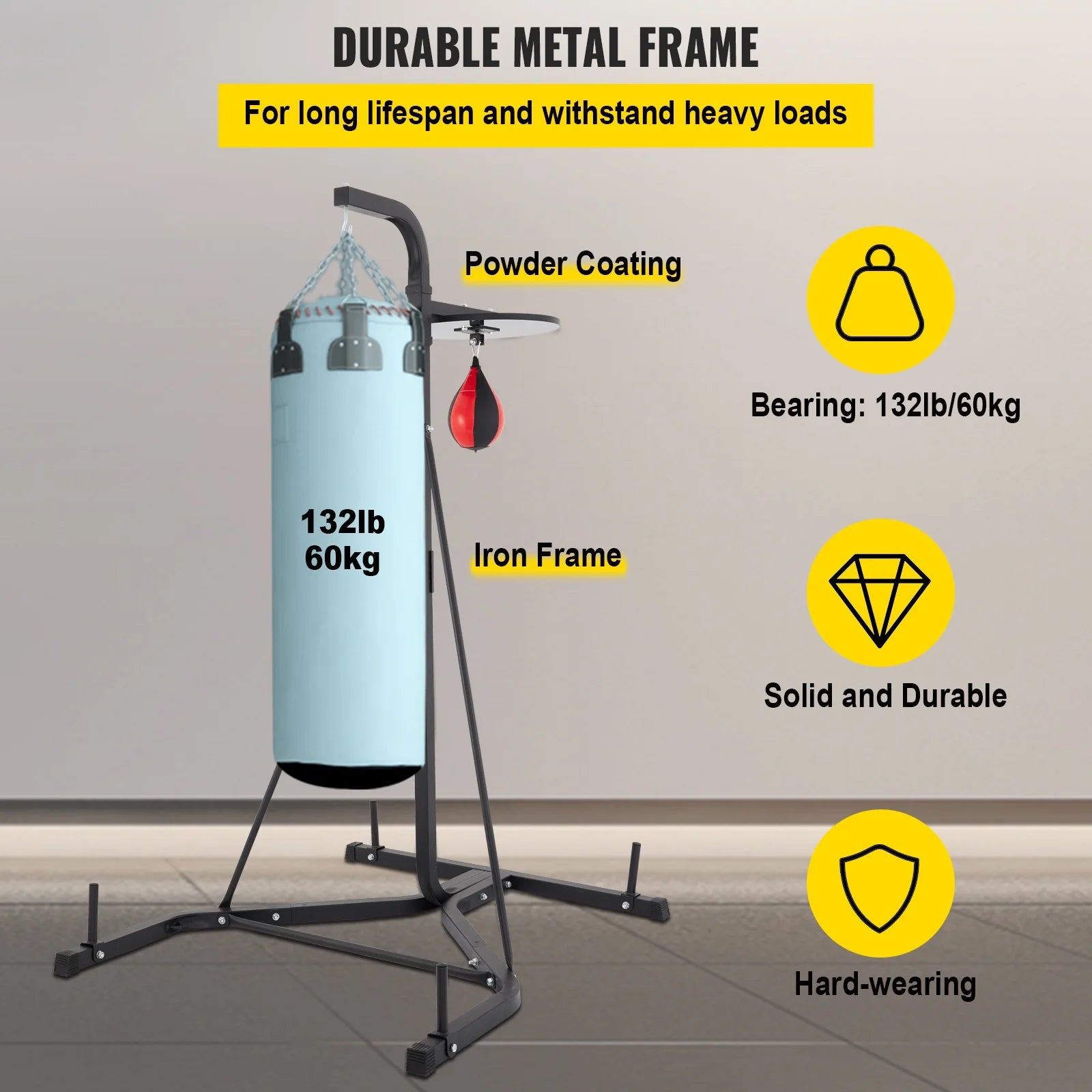 brand Free Standing Punching Bag Stand, Unisex Boxing Set, Foldable Single Station Heavy Bag Stand, Punching Ball, Boxing Punching Speed Ball, Boxing Bag with Boxing Rack, for Training